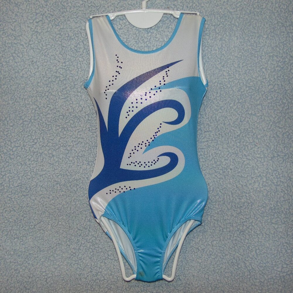 ZKQL Blue White Rhinestone Leotard 10